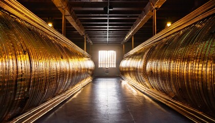 Obraz premium a dramatic interior shot of a vault or secure storage facility overflowing with gold bars