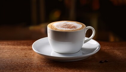cup of capuccino on wood table