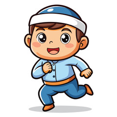 Fototapeta premium Happy child running in traditional clothes (1)