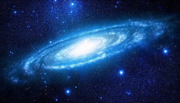 stunning cosmic galaxy with glowing blue and white stars in deep space
