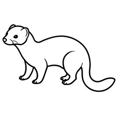 Elegant Ferret Line Drawing Vector