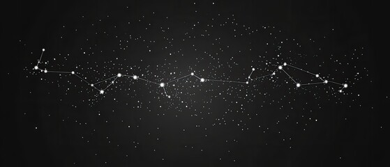 Fototapeta premium Abstract constellation of white dots connected by thin lines on a dark background.