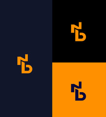 NB or BN Monogram Logo Design Orange, Black, Blue, Branding