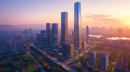 Obraz premium sunset over the city