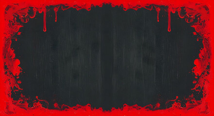 dark horror background with red blood border and dripping texture for halloween design