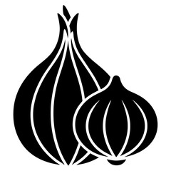 White Background Onion Vector Sleek Silhouette Illustration.