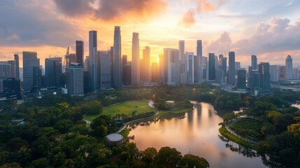 Obraz premium sunset over the city