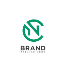 Fototapeta premium Modern Green Circular Brand Logo Design, Letter CN or NC Initial