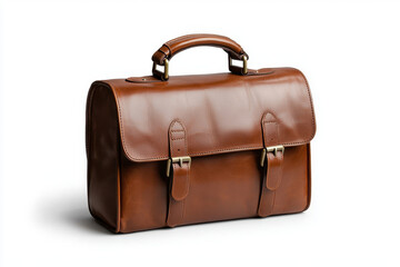 vintage leather briefcase with brass buckles, showcasing classic design and rich brown color, perfect for professionals seeking style and functionality
