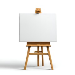 A blank whiteboard on a wooden easel, isolated on a white background