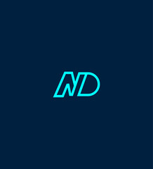 Obraz premium Modern Cyan ND Monogram Logo Design, Minimalist Branding