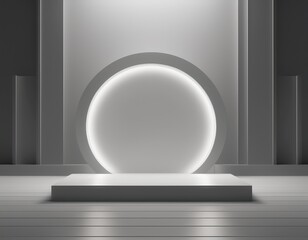 Fototapeta premium abstract 3d shape podium with lighting on studio background display pedestal mockup minimal scene empty stage for presentation product cosmetic stand showcase exhibition fashion stage