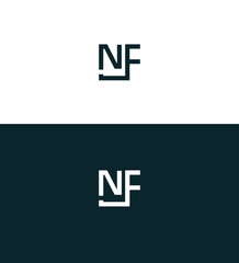 Modern NF Monogram Logo Design White and Dark Background