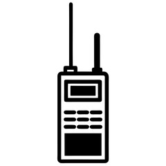 Isolated on white, a portable radio with antenna and a mobile phone represent wireless communication technology