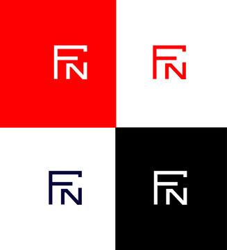 FN monogram logo design red white black variations