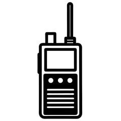 A portable radio transmitter with an antenna, a communication technology equipment, is isolated on white