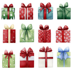 Wrapped with Joy: A colorful collection of intricately wrapped presents adorned with vibrant bows and ribbons, conveying the spirit of giving and anticipation.