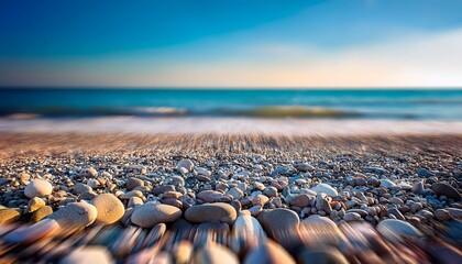 Obraz premium pebbles beach tilt shift blur