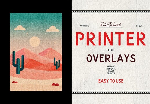 Oldschool Printer Poster Template Mockup