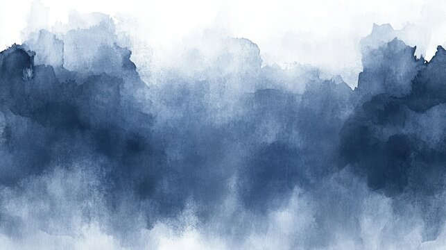Abstract watercolor wash in shades of deep blue and white.  Soft, layered, and textured