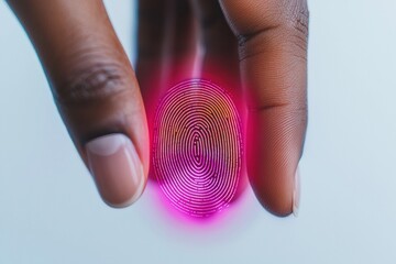 Finger scanning glowing digital fingerprint for biometric security access