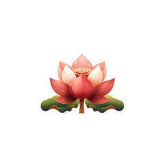 Fototapeta premium A stunning lotus flower in full bloom with delicate pink and red petals surrounded by lush green leaves reflecting the tranquility and beauty of the natural world