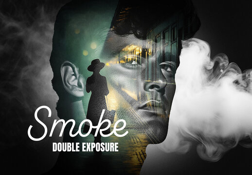 Smoke Double Exposure Photo Effect Mockup