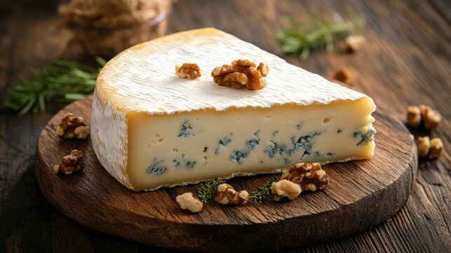 Aged blue cheese wedge, walnuts, and herbs