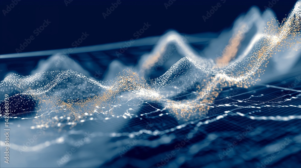 Aufkleber Abstract representation of market volatility using waves and graphs