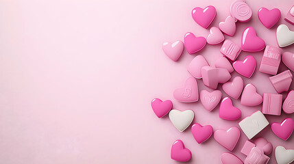 Pink Hearts Pattern On Pastel Background