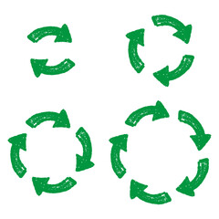 Recycle icon set vector. Rotating recycling circle symbol with clean lines. Vector illustration for sustainability, eco-friendly design, and environmental projects.