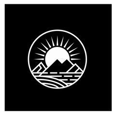 Mountain Sunrise in a Circle logo design