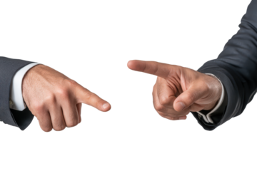 Hands Pointing Towards Each Other in Business Disagreement Scene