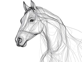 Elegant Line Art Horse Portrait: A Serene, Minimalist Drawing