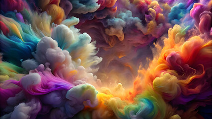 Fototapeta premium A vibrant explosion of colorful smoke dances