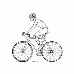 Dynamic vector illustration of a cyclist riding a bicycle in a side view, emphasizing movement and energy
