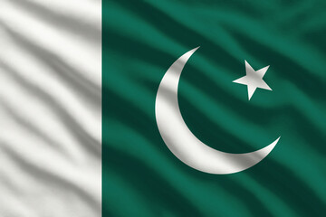 Waving flag of Pakistan, Pakistani flag blowing in the wind, full frame smooth fold