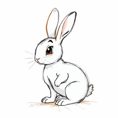 Obraz premium Adorable vector illustration of a cute white rabbit sitting with big ears and a gentle expression