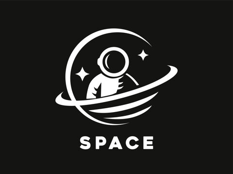 astronaut themed logo with circular lines