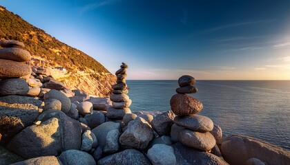 Precariously Balanced Rocks on a Coastal Cliffside