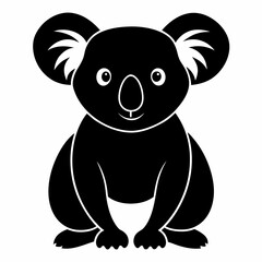 Black Koala Outline Vector Illustration
