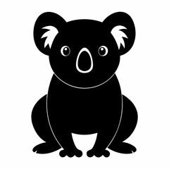 Black Koala Outline Vector Illustration