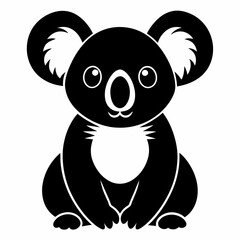 Black Koala Outline Vector Illustration