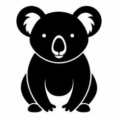 Naklejka premium Black Koala Outline Vector Illustration