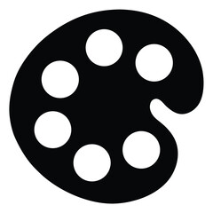 Isolated Black Vector Artist Element paint palette With White Background