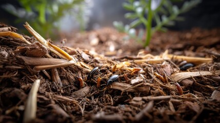 Exploring the Close Up of Wood Chips for Sustainable Organic Farming and Soil Health Enhancement