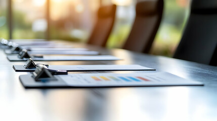 Obraz premium Business Documents On Conference Table With Charts
