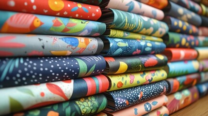 Stack of Colorful Journals with Artistic Patterns Close-up