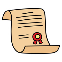 Hand drawn cartoon certificate on white background.