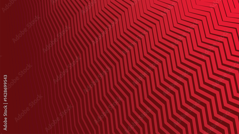 Poster Geometric pattern in red hues waves transition to zigzags creating a dynamic  modern design